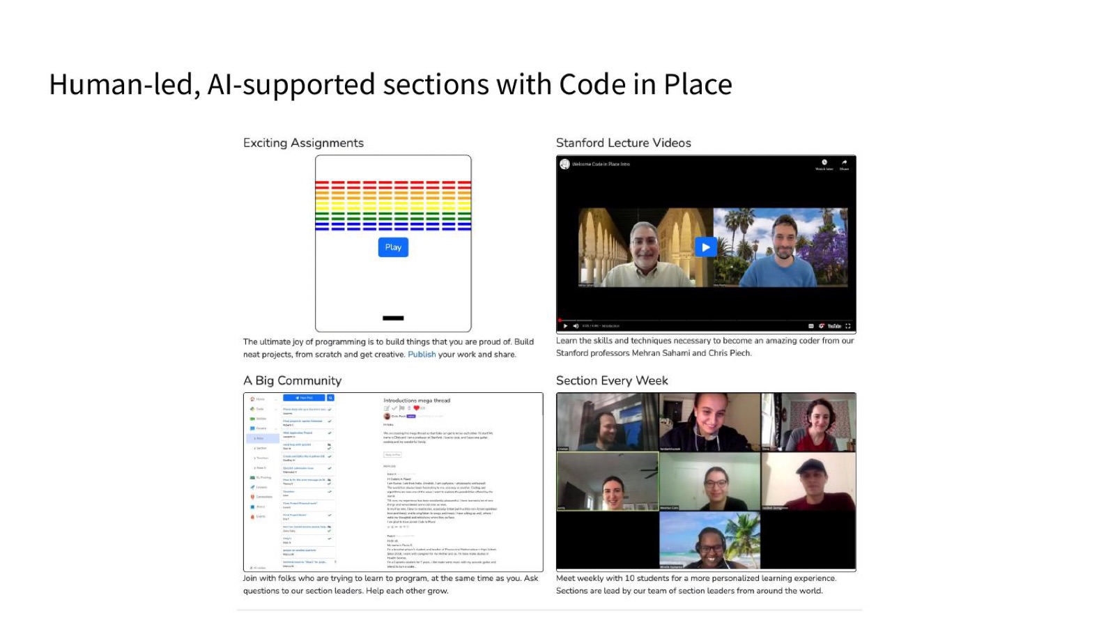 Human-led, AI-supported sections with Code in Place