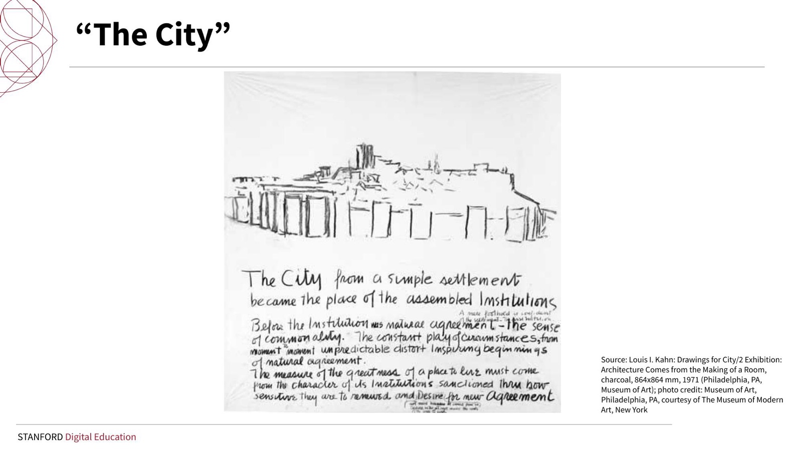 Louis Kahn, “The City”