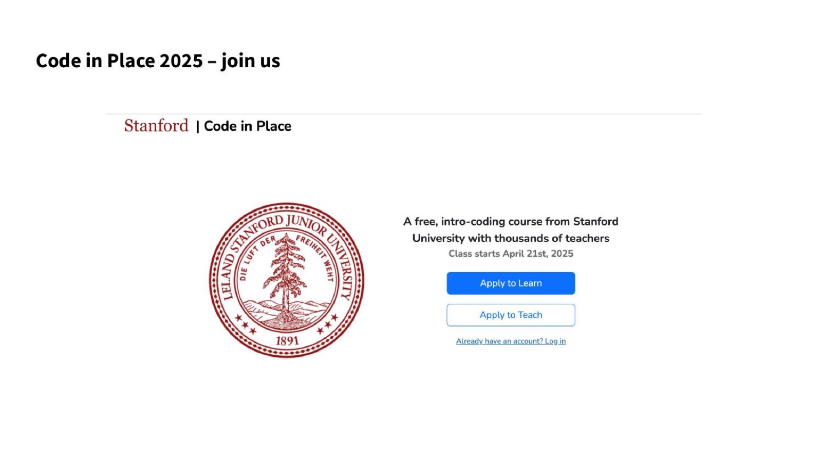 Code in Place 2025 — join us